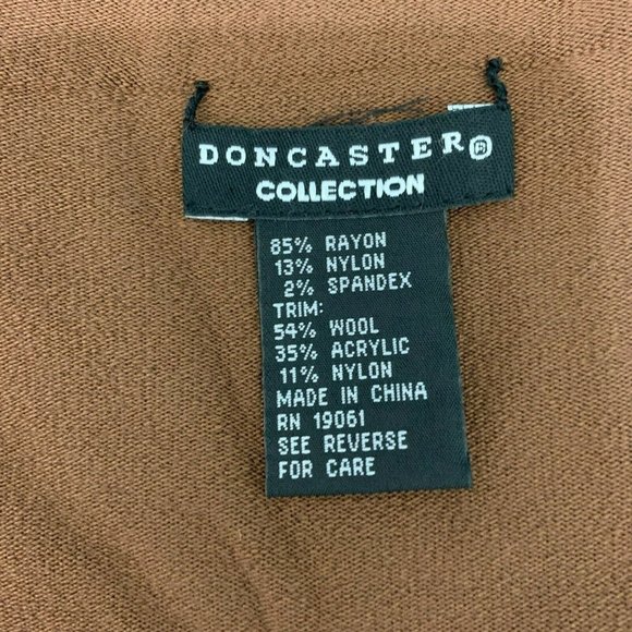 DONCASTER Small Sweater Brown Collar Stretch Rayon Career - Picture 4 of 5